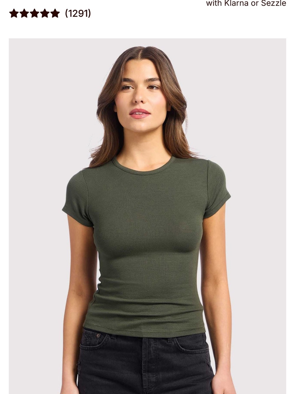nuuds Darkest Olive Short Sleeved Slinky Rib Tee